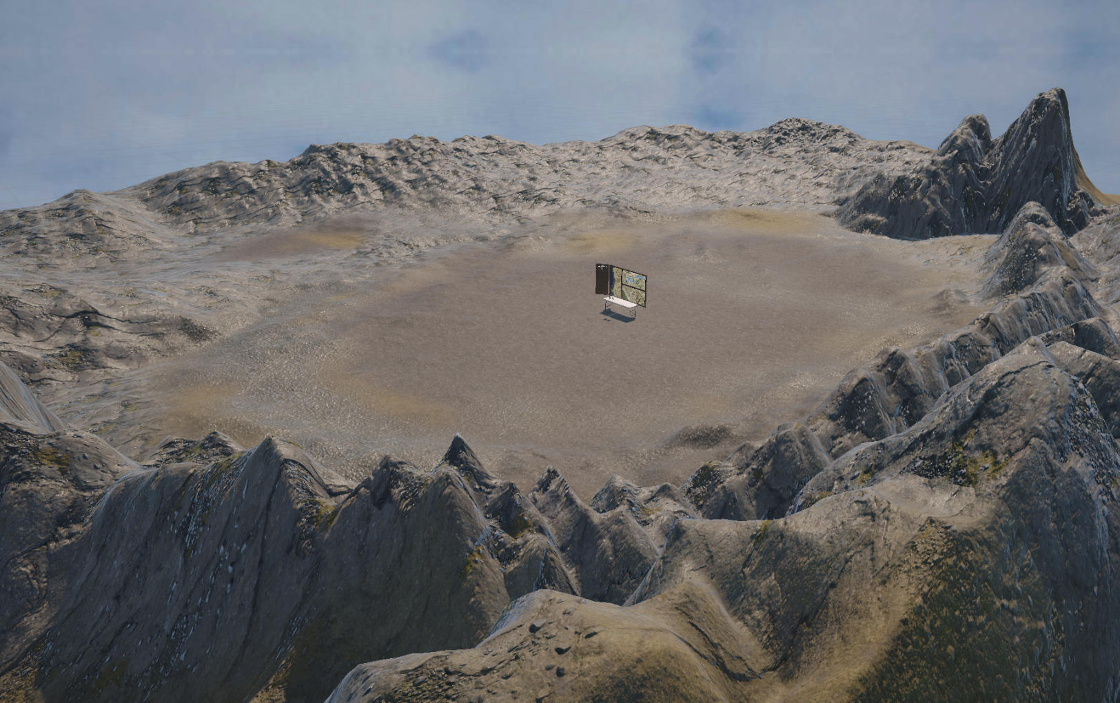 A wide shot showing the bare environment